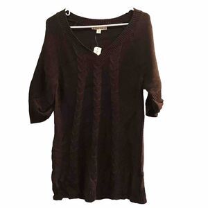 Simply Suzie Sweater Knit Top Womens Size S Small Brown New Short Sleeve Gift